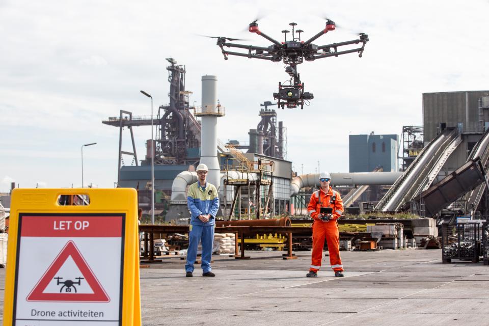 Meten geuremissies met drone bij Tata Steel IJmuiden